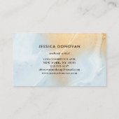 Modern Soft Blue en Faux Gold Marble | Makeup Visitekaartje (Achterkant)