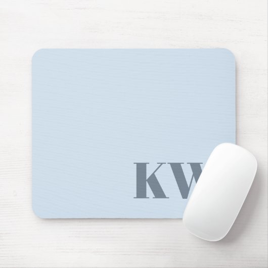 Modern Soft Blue Monogram Initials Personalized Muismat (Met muis)