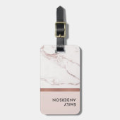 MODERN SOFT BLUSH PINK ROSE GOLD MARBLE TEXTURE BAGAGELABEL (Voorkant verticaal)