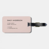 MODERN SOFT BLUSH PINK ROSE GOLD MARBLE TEXTURE BAGAGELABEL (Achterkant horizontaal)