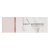 MODERN SOFT BLUSH PINK ROSE GOLD MARBLE TEXTURE NAAMBADGE (Voorkant)