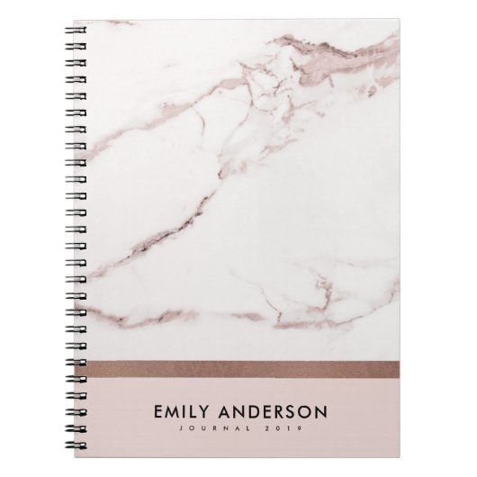 MODERN SOFT BLUSH PINK ROSE GOLD MARBLE TEXTURE NOTITIEBOEK (Voorkant)