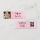 Modern Soft Pink Botanical Photo Script QR Code Contactkaartje (Voorkant / Achterkant)