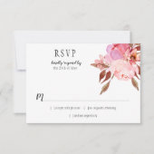 Modern Soft Pink Peonies Greenery RSVP | (Voorkant)