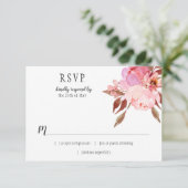 Modern Soft Pink Peonies Greenery RSVP | (Staand voorkant)