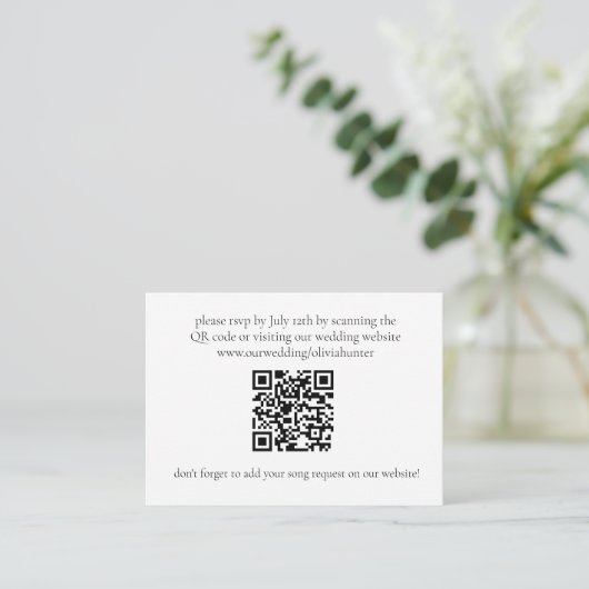 Modern Song Request QR Code RSVP Informatiekaartje (Staand voorkant)