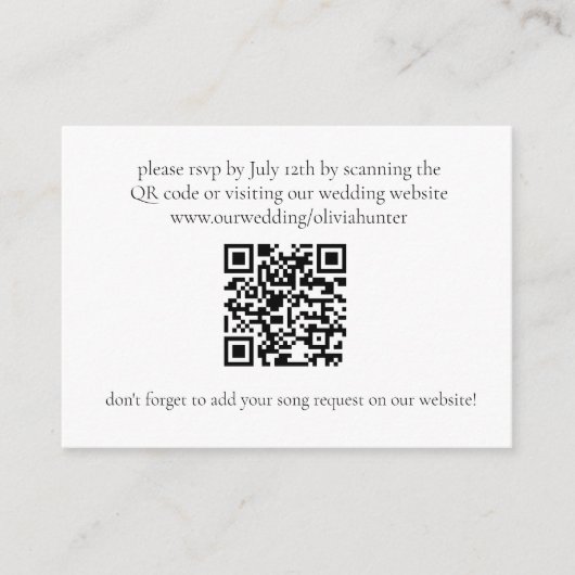 Modern Song Request QR Code RSVP Informatiekaartje (Voorkant)