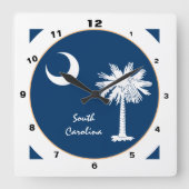 Modern South Carolina & Flag Home USA/design Vierkante Klok (Voorkant)