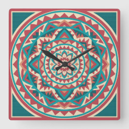 Modern Southwest Mandala  Vierkante Klok