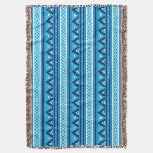 Modern Southwestern Geometric, Blue & Turquoise Deken (Voorkant Verticaal)