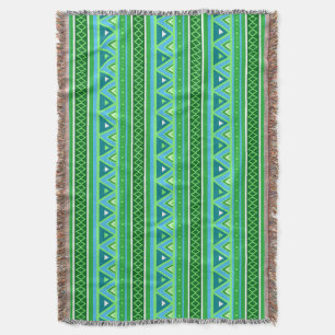 Modern Southwestern Geometric, Green en Aqua Deken