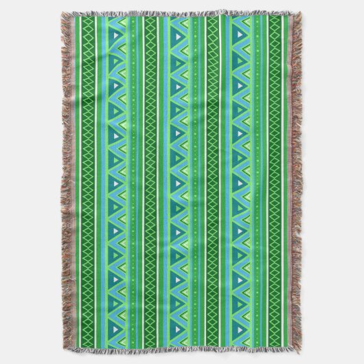 Modern Southwestern Geometric, Green en Aqua Deken (Voorkant Verticaal)