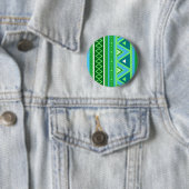 Modern Southwestern Geometric, Green en Aqua Ronde Button 5,7 Cm (In situ)