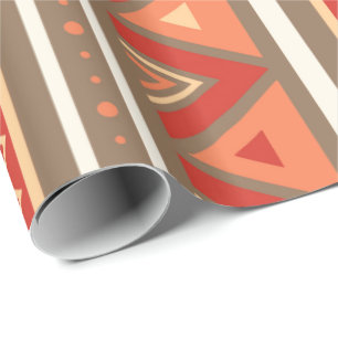 Modern Southwestern Geometric, Taupe & Oranje Cadeaupapier