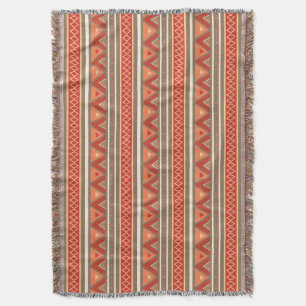 Modern Southwestern Geometric, Taupe & Oranje Deken