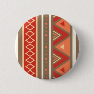 Modern Southwestern Geometric, Taupe & Oranje Ronde Button 5,7 Cm
