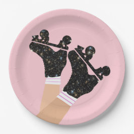 Modern Space Roller Schaatsen Derby Pink Party Papieren Bordje