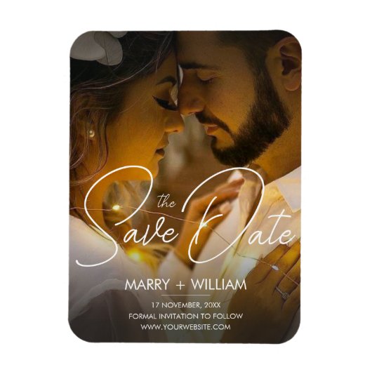 Modern sparen de datum bruiloft elegante herfst fo magneet (Verticaal)