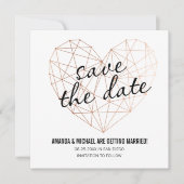 Modern sparen de datum geometrisch roos gouden har save the date (Voorkant)