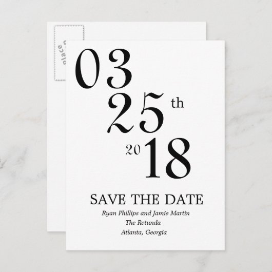 Modern Sparen de Post Kaart van de Datum (Voorkant / Achterkant)