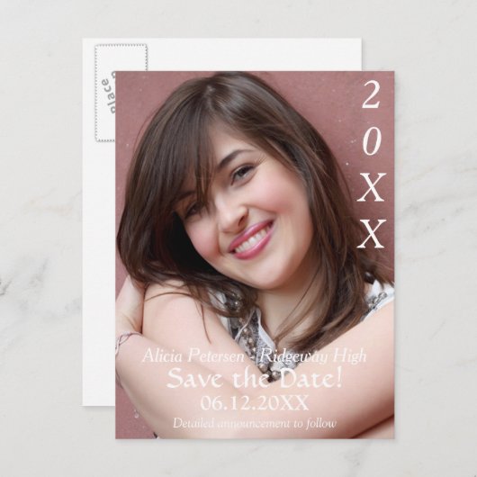 Modern sparen het Afstuderen van de Datum Aankondigingskaart (Voorkant / Achterkant)