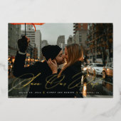 Modern Sparen het Manuscript van het Trendy van de Folie Uitnodiging (Voorkant)