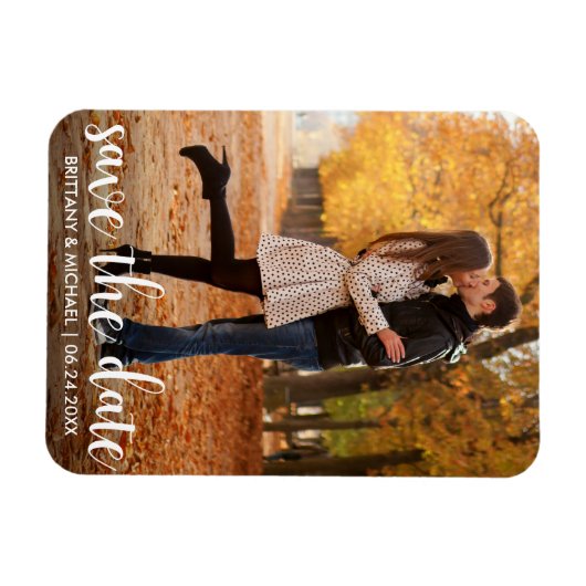 Modern sparen het Verloving van de Datum de Paars Magneet (Horizontaal)