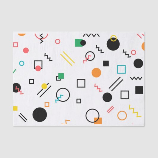 Modern, speels, cool, trendy, Memphis geometrisch Tissuepapier (Voorkant)