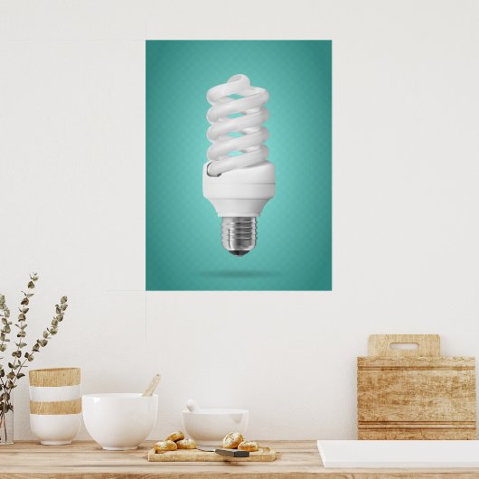 Modern Spiral Compact Fluorescent Lightbulb Poster (Keuken)