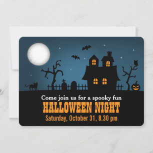 Modern Spooky Haunted House Halloween Party Kaart