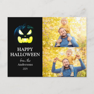 Modern Spooky Pompoen Script Halloween Foto Feestdagenkaart