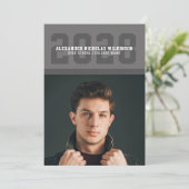 Modern Sporty Bold Typography Photo Afstuderen Aankondiging (Staand voorkant)