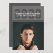 Modern Sporty Bold Typography Photo Afstuderen Aankondiging (Voorkant / Achterkant)