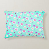 Modern Spring aqua gradient paarse bloemenpatroon Accent Kussen (Voorkant)