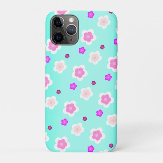 Modern Spring aqua gradient paarse bloemenpatroon Case-Mate iPhone Case (Achterkant)