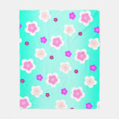 Modern Spring aqua gradient paarse bloemenpatroon Fleece Deken (Voorkant)