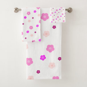 Modern Spring aqua gradiënt paarse flora patroon Bad Handdoek