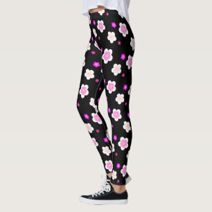 Modern Spring aqua gradiënt paarse flora patroon Leggings