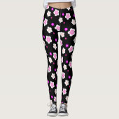 Modern Spring aqua gradiënt paarse flora patroon Leggings (Voorkant)