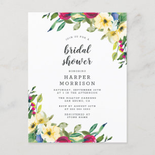 Modern Spring Floral Bridal Shower Uitnodiging Briefkaart