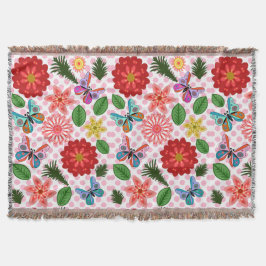 Modern Spring Garden Butterfly Floral  Deken