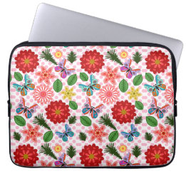 Modern Spring Garden Butterfly Floral  Laptop Sleeve
