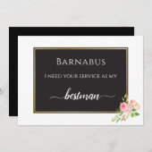 Modern Spring Pink Rose Digital Bestman Kaart (Voorkant / Achterkant)