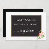 Modern Spring Roze Rose Digitale Ring Bearer Kaart (Voorkant / Achterkant)