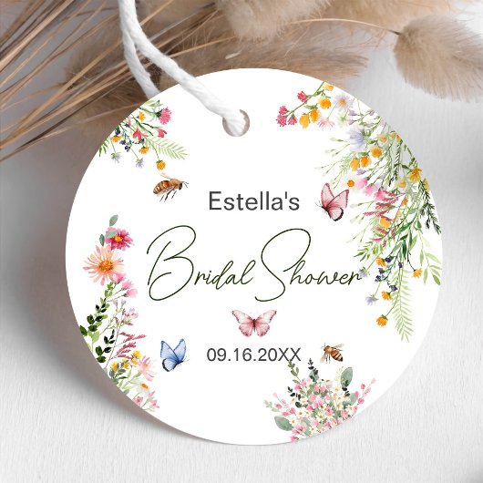 Modern Spring Wild Flowers Script Vrijgezellenfees Bedankjes Labels
