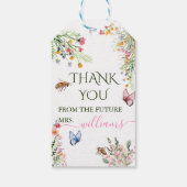 Modern Spring Wild Flowers Script Vrijgezellenfees Cadeaulabel (Achterkant)