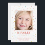 Modern sprinkles photo kids birthday invitation<br><div class="desc">A whimsical kids birthday party invitation featuring rainbow sprinkles and a kids photo.</div>