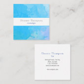 Modern Square Blue Waterverf Vierkante Visitekaartje (Voorkant / Achterkant)