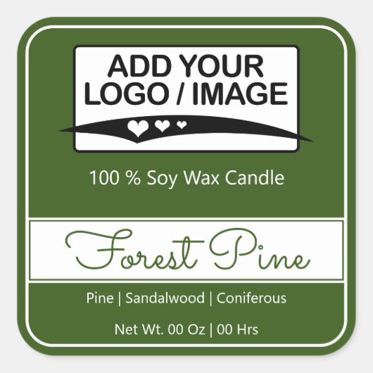 Modern Square Border Simple Forest Green Logo Vierkante Sticker (Voorkant)