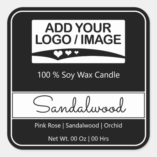 Modern Square Border Simple White Black Logo Afbee Vierkante Sticker (Voorkant)